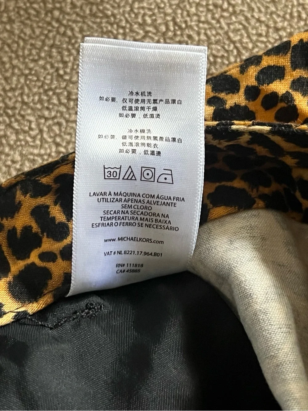 Michael Kors Leopard Print Straight Leg Stretch Pants - Size 10